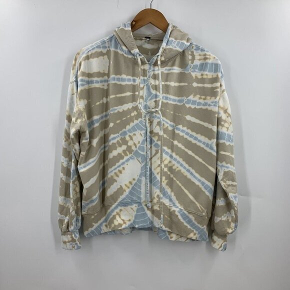 Young Fabulous Broke Tops - Young Fabulous & Broke Women's Cotton Stripe Tie Dye Long‎ Sleeve Hoodie Size S